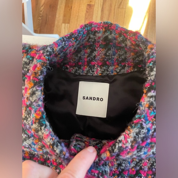 Sandro Buckle Tweed Cropped Jacket S(34) - Picture 6 of 11